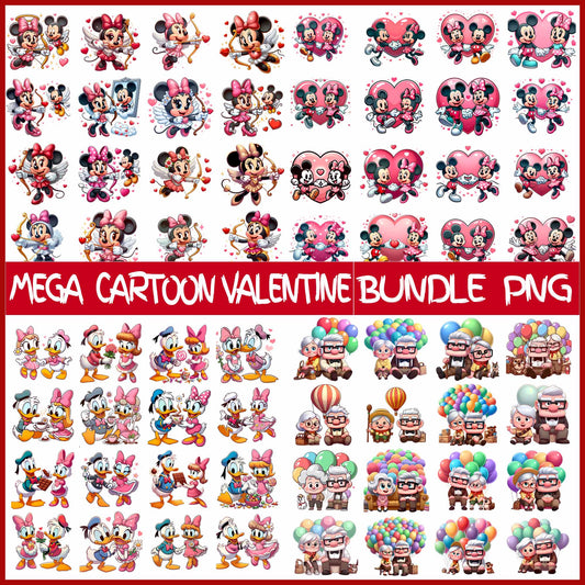 Mega Disney Cartoon Valentine Png Bundle, Happy Valentine Png