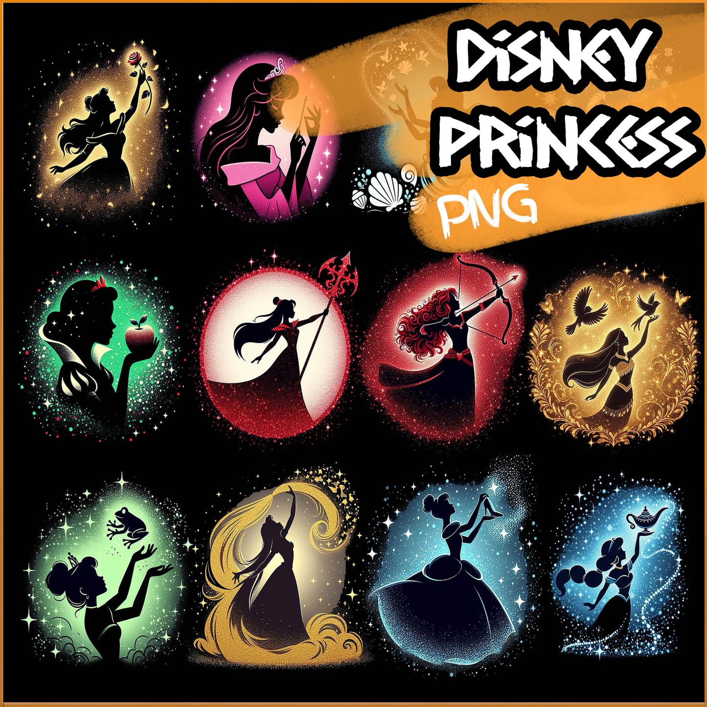 Disney Princess Png Bundle, Disney Cartoon Png