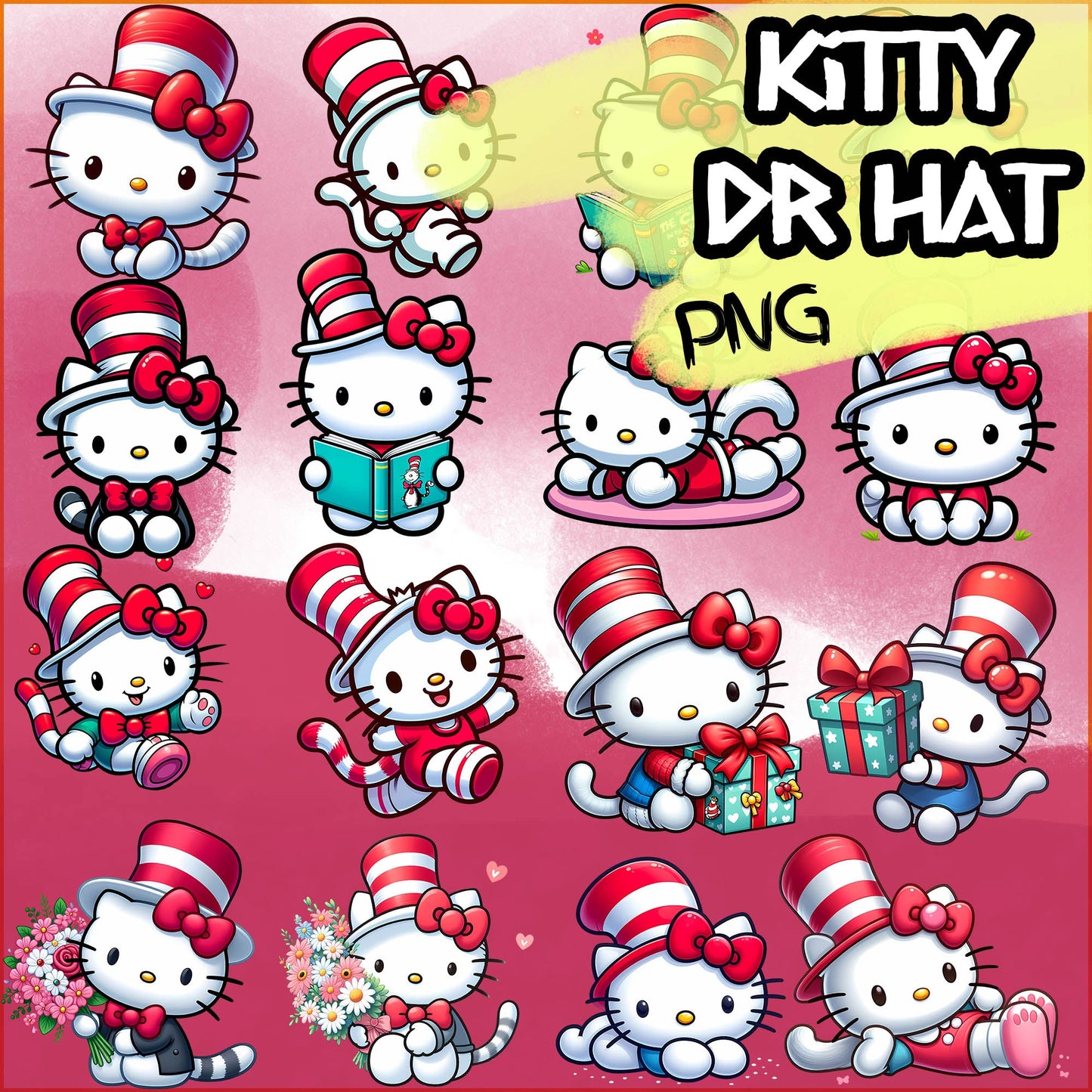 Kitty Dr. Suesss PNG, Dr. Suess Day