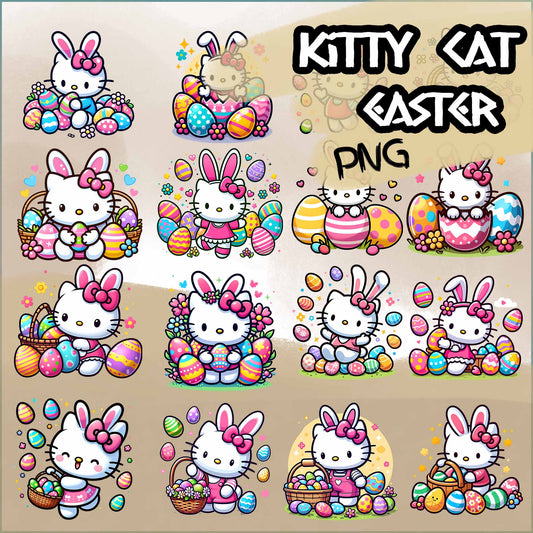 Easter Kitty Bundle Png, Happy easter Png