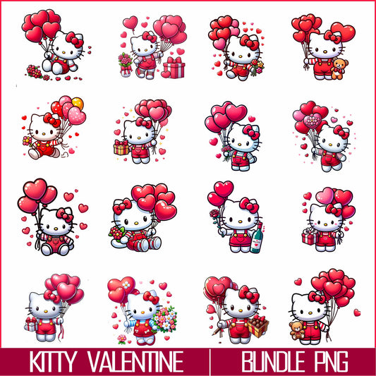 Kitty Cat Valentine Bundle Png, Valentine Cat Png