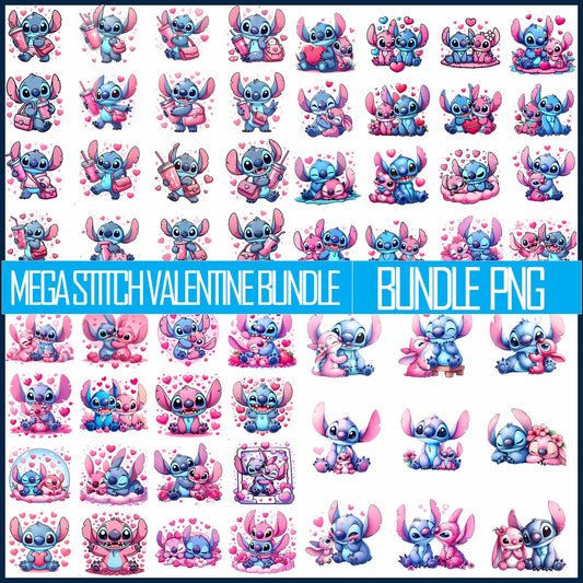 Mega Stitch  Valentine Png Bundle, Stitch & Angle Valentine Png