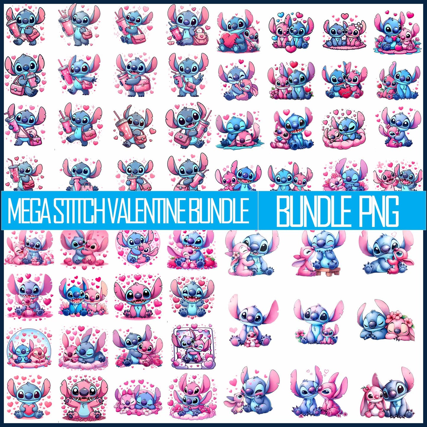 Mega Stitch  Valentine Png Bundle, Stitch & Angle Valentine Png