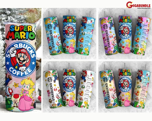 New Super Mario Tumbler Design 20Oz Skinny Cup Sublimation