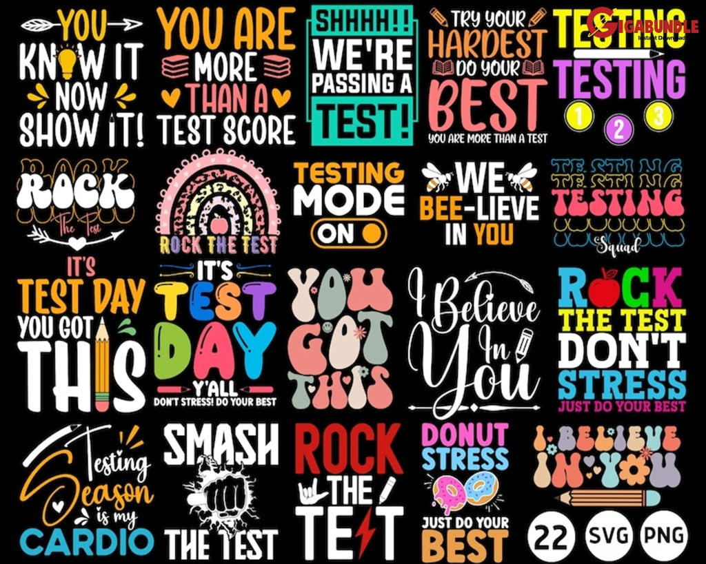 New Test Day Svg Png Bundle Testing State Cricut File Sublimation Designs