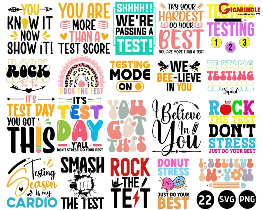 New Test Day Svg Png Bundle Testing State Cricut File Sublimation Designs