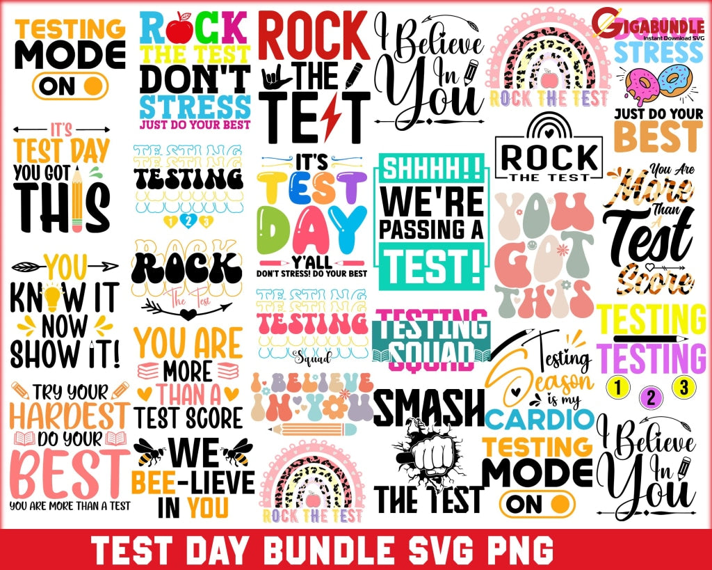 New Test Day Svg Png Bundle Testing State Cricut File Sublimation Designs