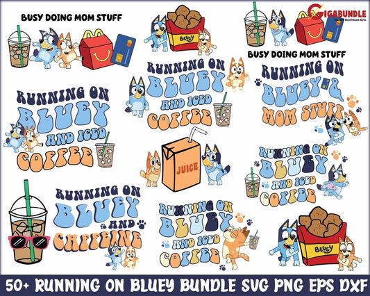 Running On Bluey And Iced Coffee Png & Bingo Png Instant Download