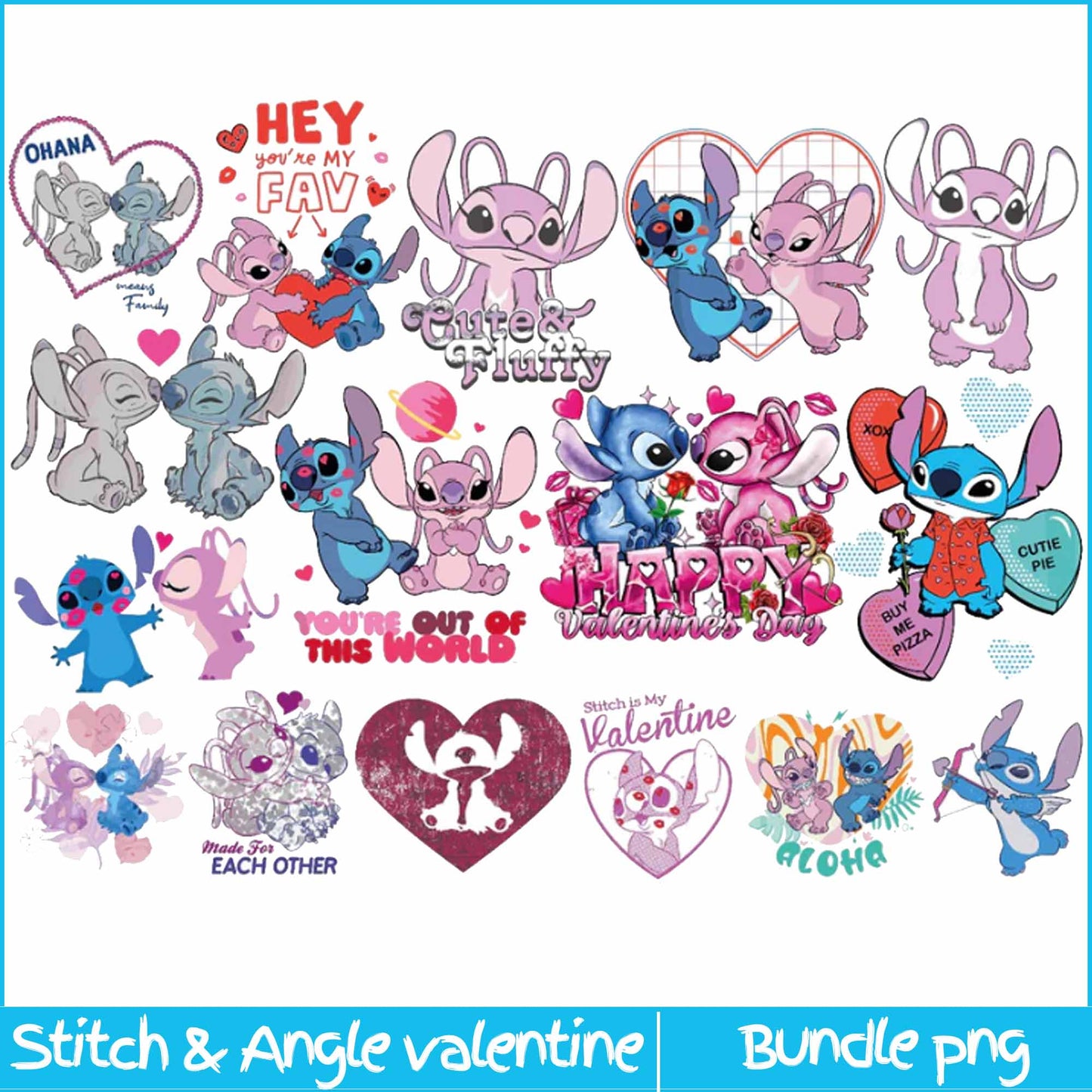 Stitch & Angel valentines png, Stitch valentine png