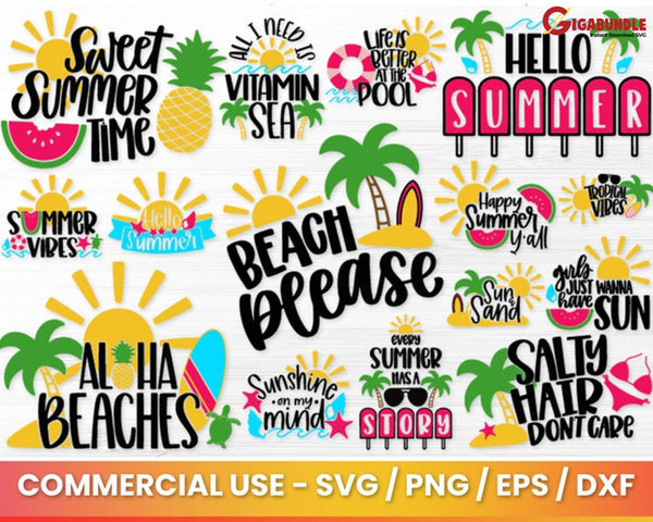 Summer Bundle Svg ,Summer Svg ,Summer Cut Files,Commercial Svg,Kids Sv ...